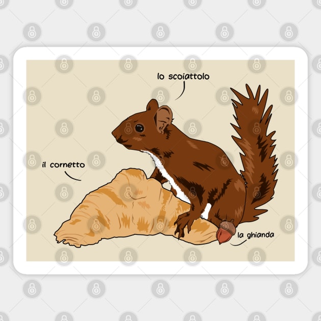 Squirrel with Croissant Magnet by TaliDe